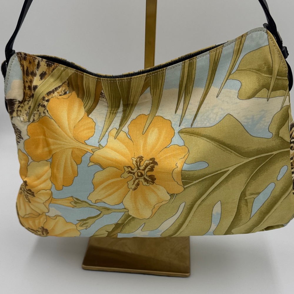Salvatore Ferragamo Green Floral & Leopard Print Shoulder Bag - Picture 3 of 13